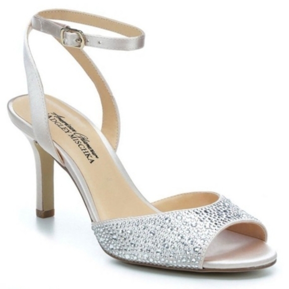 Badgley Mischka Shoes - Badgley Mischka American Glamour Zoelle Silver Metallic & Crystal Heels Size 10